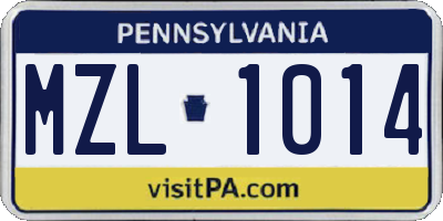 PA license plate MZL1014