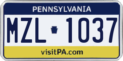 PA license plate MZL1037