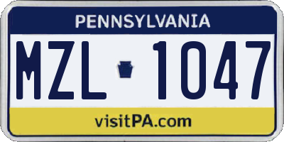 PA license plate MZL1047