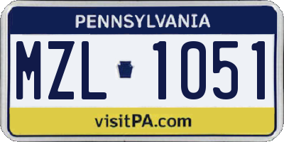 PA license plate MZL1051