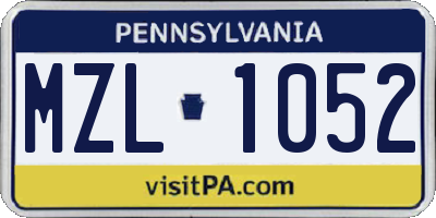 PA license plate MZL1052