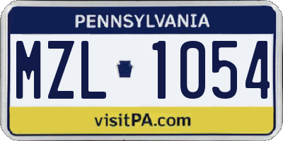 PA license plate MZL1054