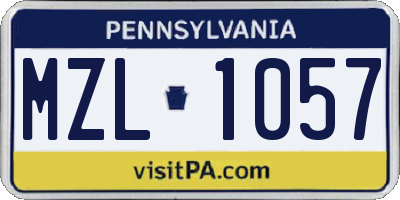 PA license plate MZL1057