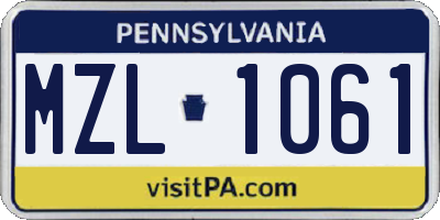 PA license plate MZL1061
