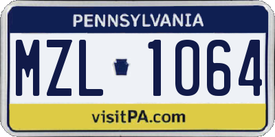 PA license plate MZL1064