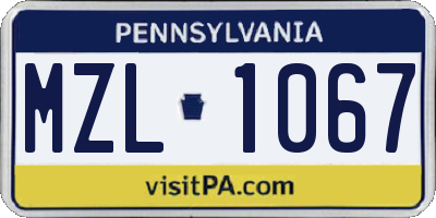 PA license plate MZL1067