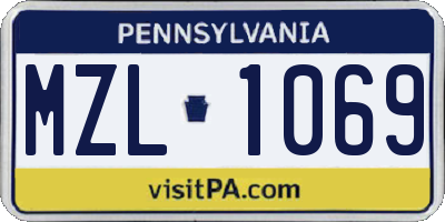 PA license plate MZL1069