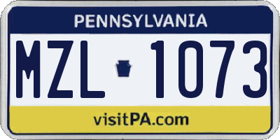PA license plate MZL1073