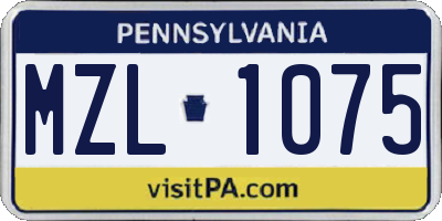 PA license plate MZL1075
