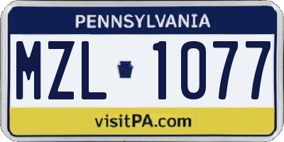 PA license plate MZL1077