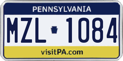 PA license plate MZL1084