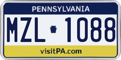 PA license plate MZL1088