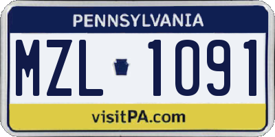 PA license plate MZL1091