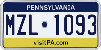 PA license plate MZL1093