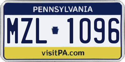 PA license plate MZL1096