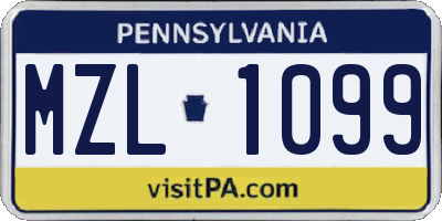 PA license plate MZL1099