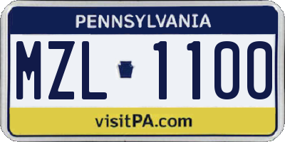 PA license plate MZL1100