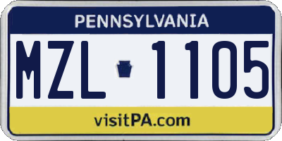 PA license plate MZL1105