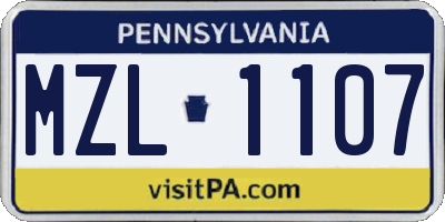 PA license plate MZL1107