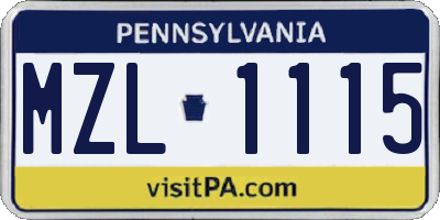 PA license plate MZL1115