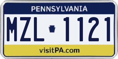 PA license plate MZL1121