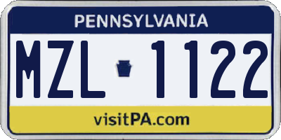 PA license plate MZL1122