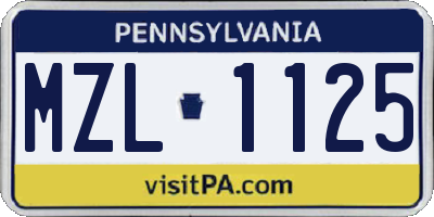 PA license plate MZL1125