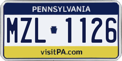 PA license plate MZL1126