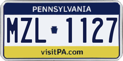 PA license plate MZL1127