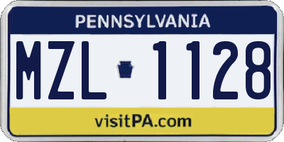 PA license plate MZL1128