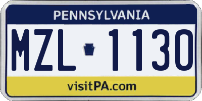 PA license plate MZL1130