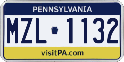 PA license plate MZL1132