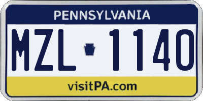 PA license plate MZL1140