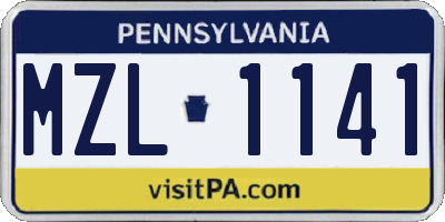 PA license plate MZL1141