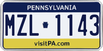 PA license plate MZL1143
