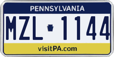 PA license plate MZL1144