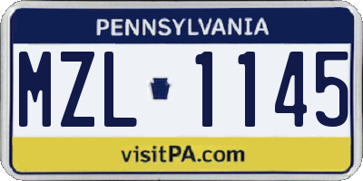 PA license plate MZL1145