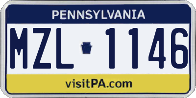 PA license plate MZL1146