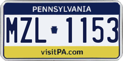PA license plate MZL1153