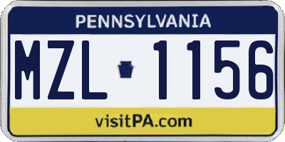 PA license plate MZL1156