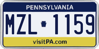 PA license plate MZL1159