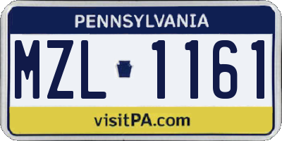 PA license plate MZL1161