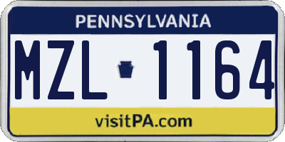 PA license plate MZL1164