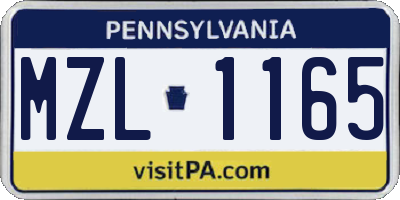 PA license plate MZL1165