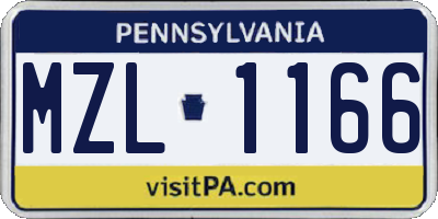 PA license plate MZL1166