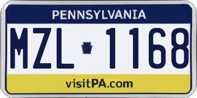 PA license plate MZL1168