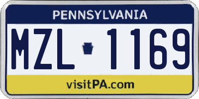 PA license plate MZL1169