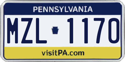 PA license plate MZL1170