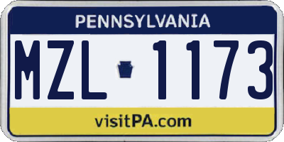 PA license plate MZL1173
