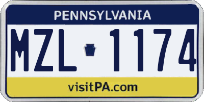 PA license plate MZL1174